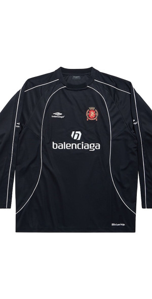モダン バレンシアガ Tシャツ PARIS SOCCER 長袖 ブラック ロゴ Balenciaga Paris Soccer T-Shirt in Black | Lyst