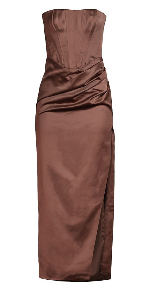 knee length dresses for ladies Petunia Navy Satin Floral Bardot Midi Dress – Club L London main image 0