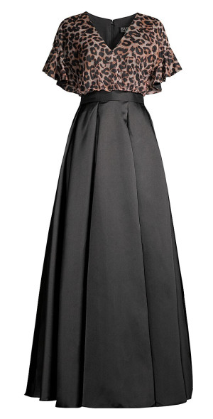 Basix - Women's Animal Printed Mikado Satin Gown