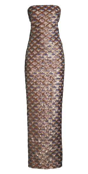 black halo gold dress Black/Gold Ombré Lurex Bustier Gown with Train main image 1