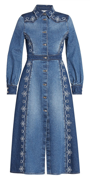 chloe denim maxi dress Chlo Maxi Dress Dark Blue Denim Tiered Off-Shoulder Size 34 FR