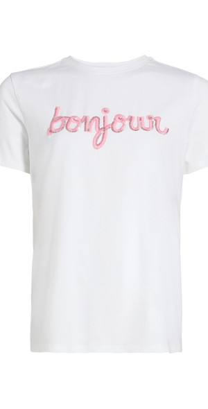 Cinq a Sept Pailette Applique Bonjour Tee