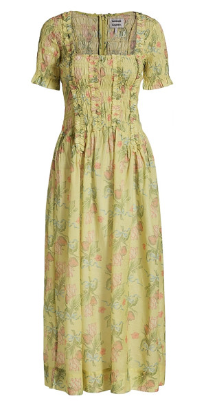 damson madder raphaela shirred midi dress Damson Madder