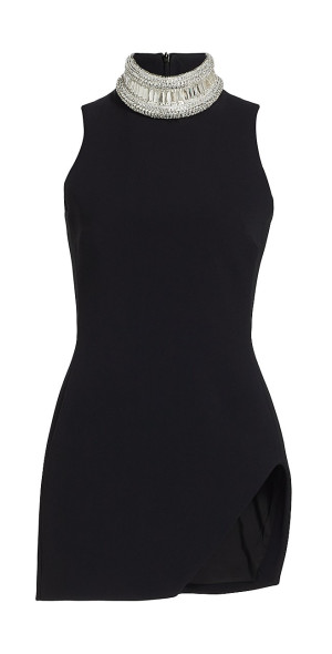 david koma crystal mesh mini dress David Koma Linear Mesh Crystal Strap Mini Dress in Red