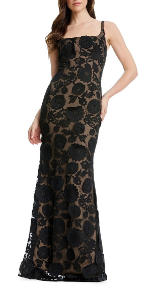 Dress The Population - Women's Lorena Floral-Embroidered Mesh Gown