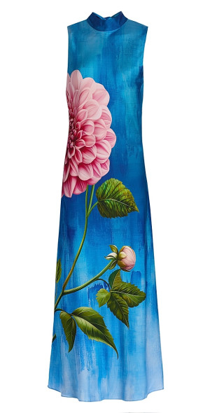 tahari maxi dresses Tahari Women's Pleated Bodice Floral Print Maxi Dress - Brown