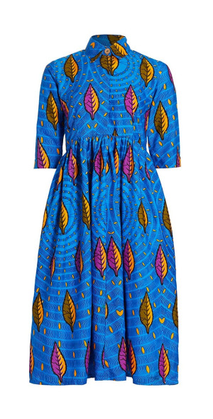 Elisamama - Women&amp;#39;s Lade Leaf Cotton Midi Shirtdress
