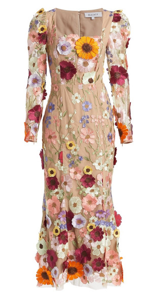 elliatt remix floral embroidered midi dress Elliatt Midi Electric Dress In Red/Nude main image 1