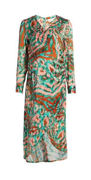 slim fit dress slacks 1960s George Halley Olive Green Silk Chiffon Beaded Bodice Evening Dre