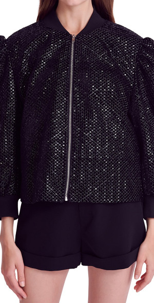 Endless Rose Women's Velvet Sequin Bomber Jacket