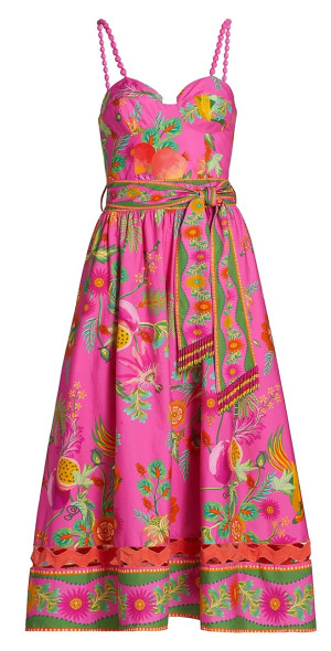 knee length dresses for ladies Multicolor Garden Of Life Back Ties Midi Dress main image 1