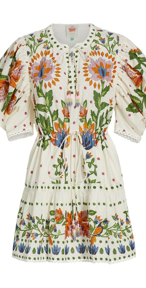 Farm Rio - Women's Summer Garden Embroidered Cotton Minidress