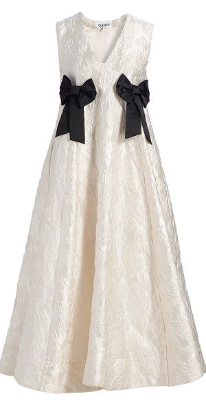 Ganni - Women's Floral Satin Cloqué A-Line Midi-Dress