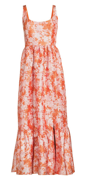 Hutch - Women's Beanie Floral Metallic Jacquard Midi-Dress