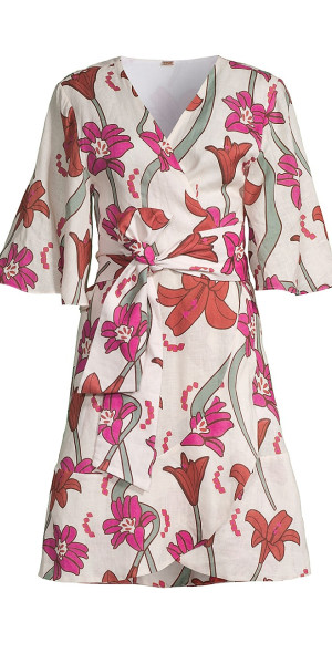 Juan de Dios - Women's Teresita Linen Mini Wrap Dress