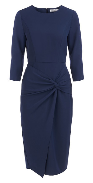 Kay Unger - Women's Cordelia Stretch-Crepe Twist-Front Midi-Dress