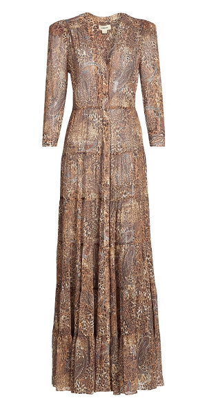 L'AGENCE - Women's Seraphina Cheetah Paisley Tiered Maxi Dress