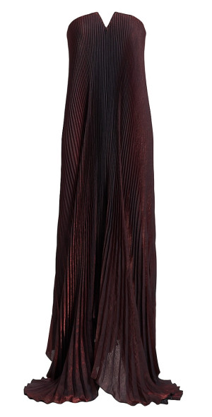 knee length dresses for ladies Metallic Cut-Out Long Prom Dress with Beads Gunmetal / 14