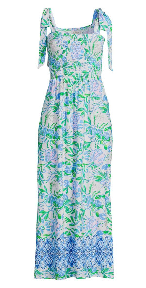 kailua smocked maxi dress Lilly Pulitzer NWT Kailua Smocked Maxi Dress Resort White Just A Pinch Engineere