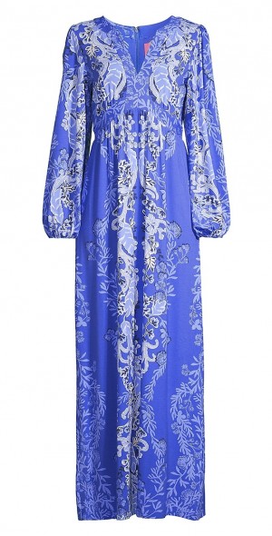 chinese dress ladies Cristiana Long Sleeve Dress - True Navy Poly Crepe Swirl Clip – The Islands