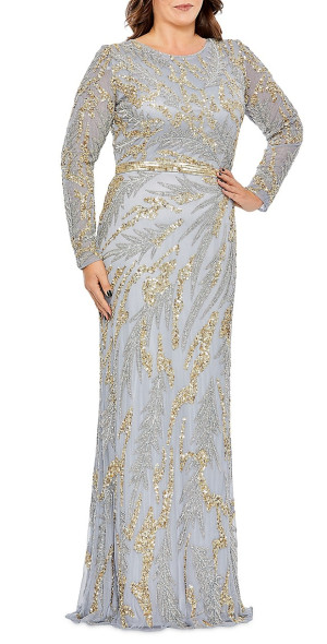 Mac Duggal Women's Fabulouss Sequin Leaf Plus-Size Gown
