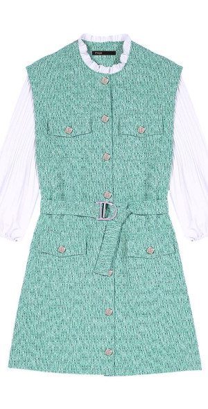 maje green tweed dress Shiny tweed dress