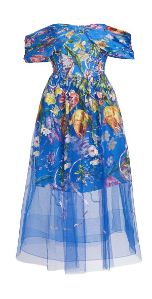 Marchesa Notte - Women's Floral Embroidered Off-The-Shoulder Dress