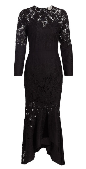 marchesa notte guipure lace dress MARCHESA NOTTE - Flared guipure lace midi dress