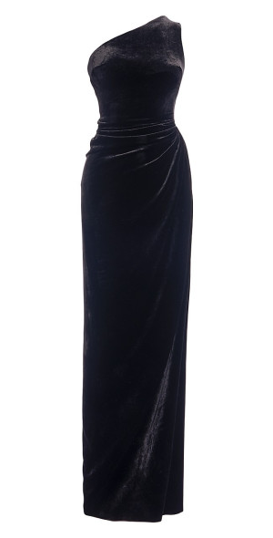 royal blue prom dress with slit Royal Blue Beaded Appliques Mermaid Velvet Slit Long Train Prom Dress