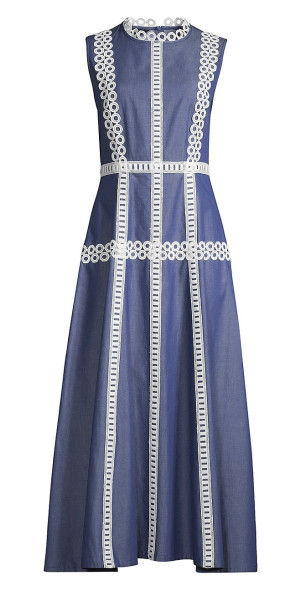 Misook - Women's Eyelet-Embroidered Fit & Flare Maxi Dress Misook - Women's Eyelet-Embroidered Fit & Flare Maxi Dress
