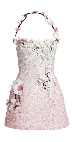 Oscar de la Renta - Women's Cherry Blossom Sequined Minidress