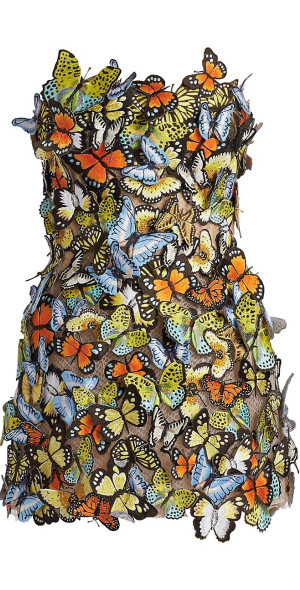 Oscar de la Renta Women's Strapless Butterfly-Appliqué Minidress