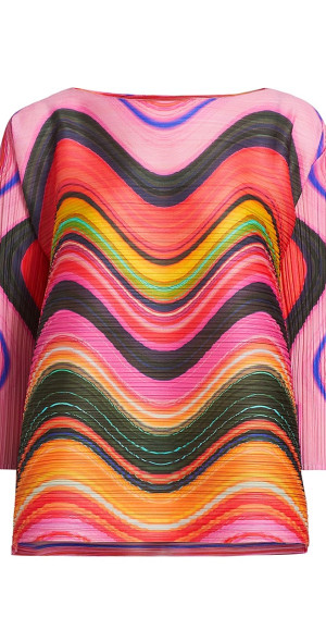 Pleats Please Issey Miyake - Women's Warp Pleated Striped Top