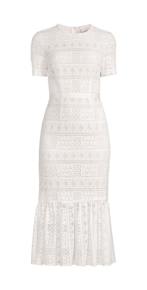 Rachel Parcell - Women's Striped Lace Fitted Midi-Dress