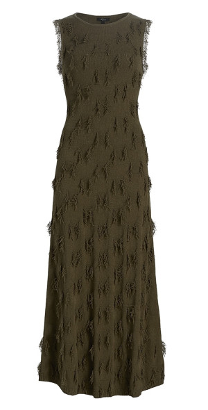 brown lace zara dress Fringe Fabric Sleeveless Midi Dress White main image 1