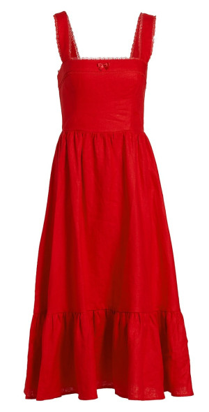 Reformation - Women's Rowen Tiered Linen Midi-Dress