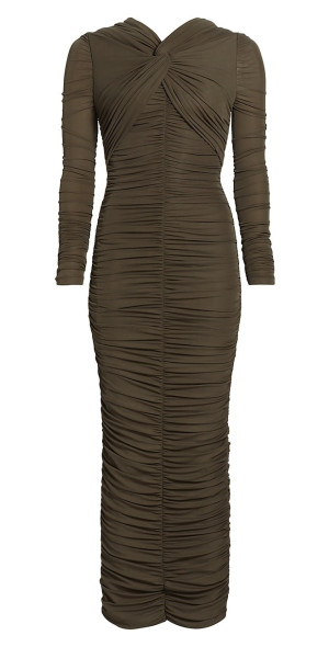 ruched twist detail maxi dress Chocolate Ruched Twist Detail Maxi Dress