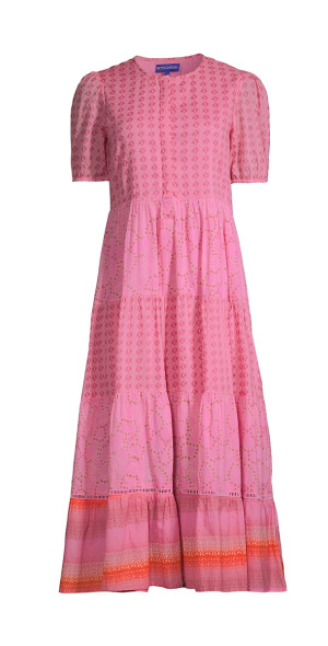 knee length dresses for ladies DAPHNE MIDI DRESS RAHA PINK – Ros-Garden main image 1
