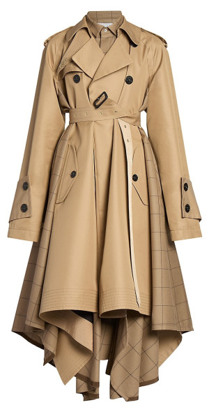 Sacai - Women's Windowpane Check Gabardine Trench Coat