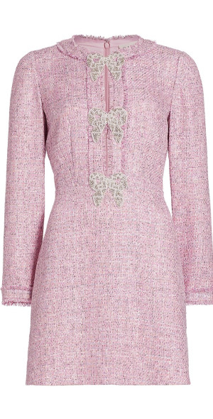 Saloni - Women's Camille Bow Tweed Minidress