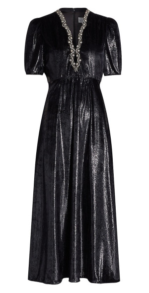 Saloni Women's Tabitha Metallic Velvet Maxi Dress