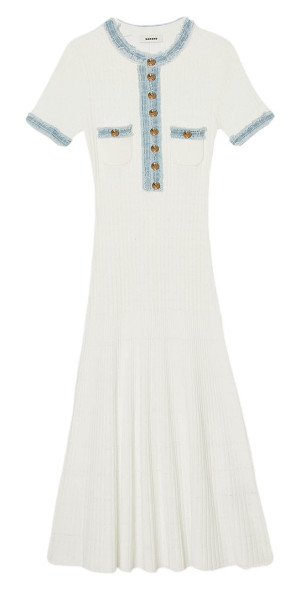 sandro knit and denim midi dress Sandro
