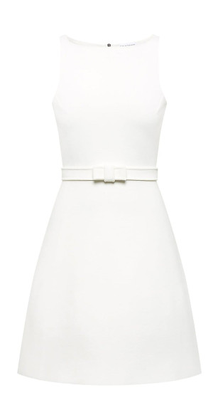 Scanlan Theodore - Women's Crepe Knit Bow Belt A-Line Minidress Scanlan Theodore - Women's Crepe Knit Bow Belt A-Line Minidress