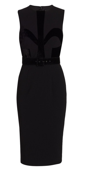 Sergio Hudson - Women's Belted Velvet-Embellished Dress Sergio Hudson - Women's Belted Velvet-Embellished Dress