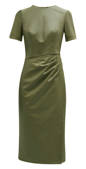 Shoshanna - Women's Rhea Vegan Leather Twist Midi-Dress