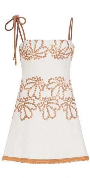 silvia tcherassi balerina embroidered mini dress Cara Dress Green Navy Embroidery main image 0