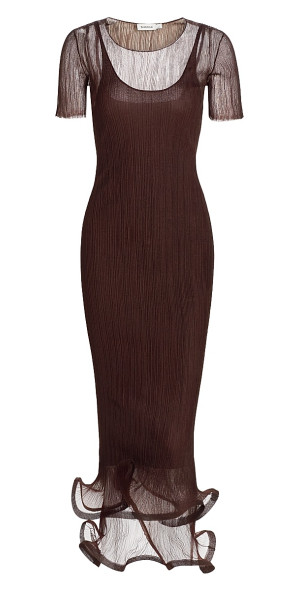 scoop-neck chiffon midi dress Heavenly Cute Scoop Neck Chiffon Ruffled Midi Dress