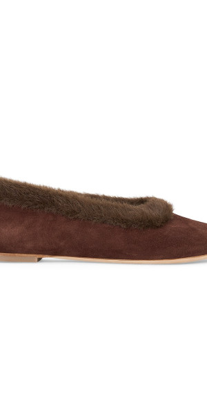 Staud - Women's Alba Faux Fur-Trimmed Ballet Flats