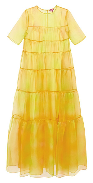 staud organza tiered maxi dress STAUD NWT XS Hyacinth Tiered Printed Crinkled Organza Maxi Dress