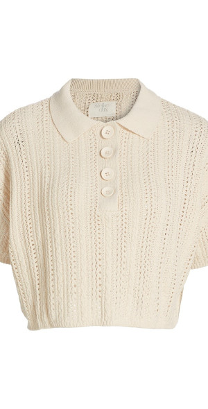 LAUDEN CROCHET POLO TOP (TEAKWOOD) - Z SUPPLY
